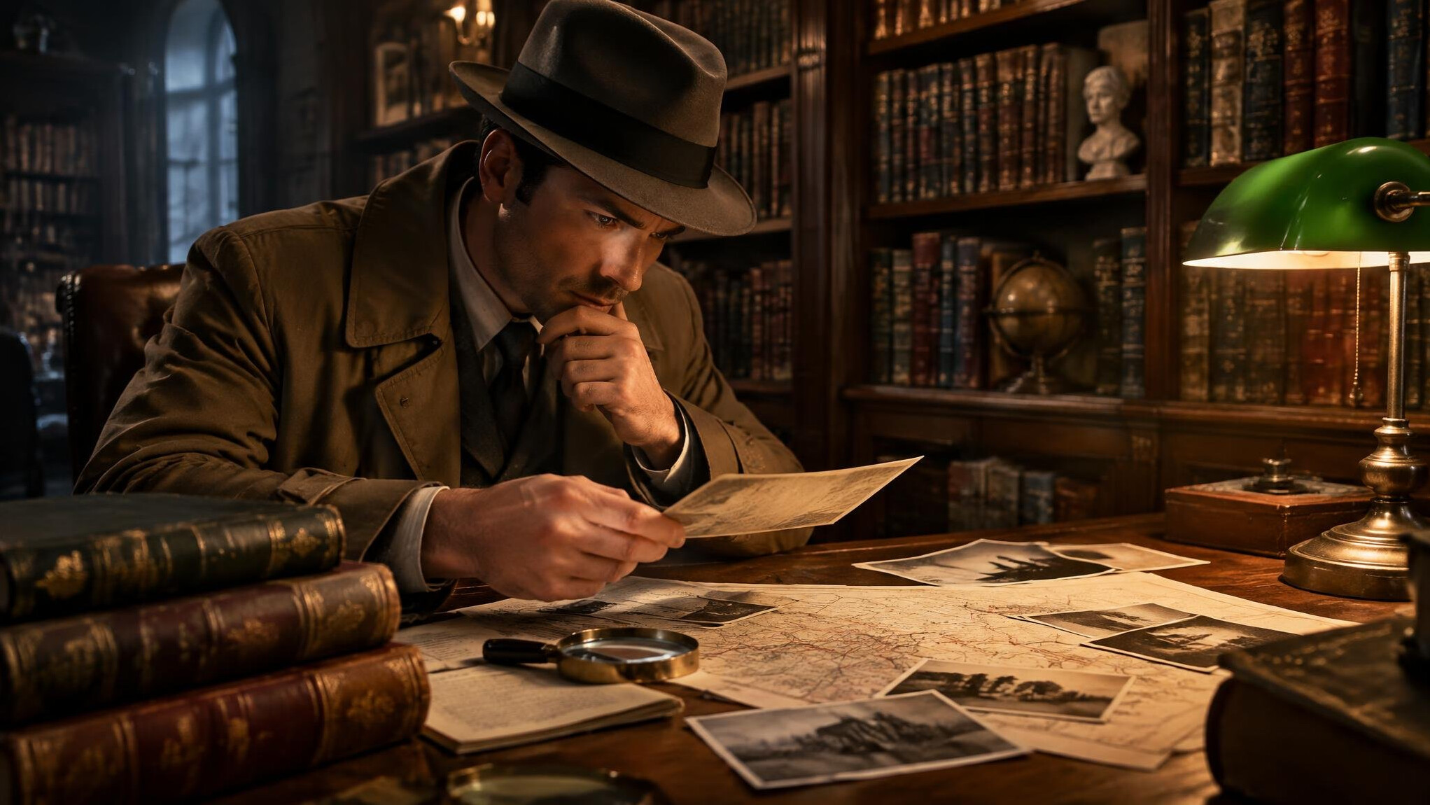 detective reading clues